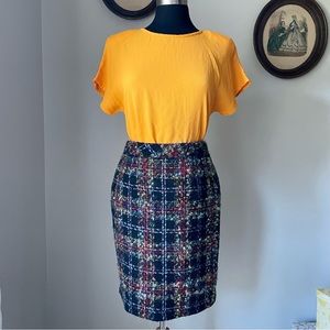 VINTAGE 1980s plaid bouclé wool skirt - Apriori
